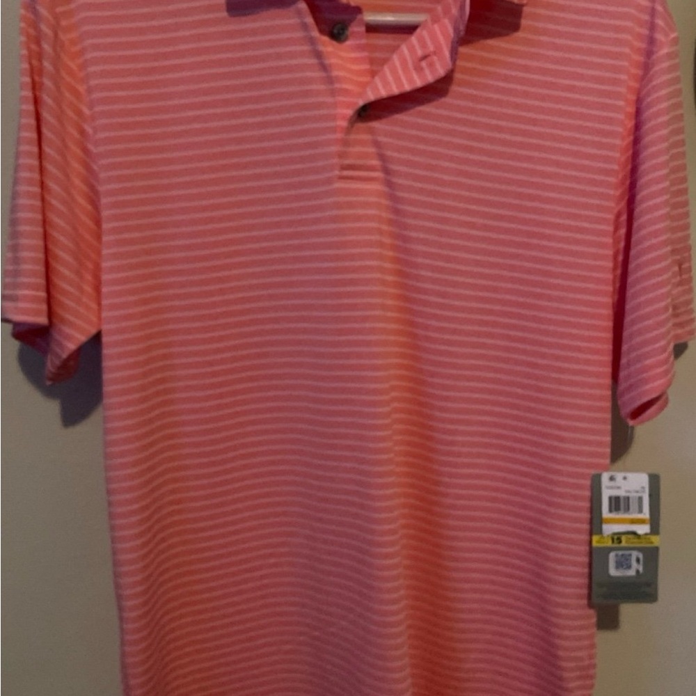 PGA Tour Men's Coral Striped Polo Shirt